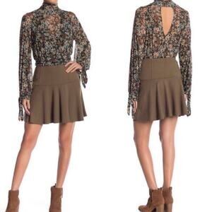 Free People Army Green Highland Mini Skirt Medium NWT